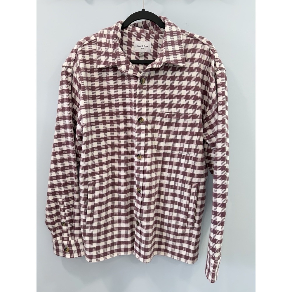 Goodfellow & Co Maroon Plaid Flannel Shirt Medium Heavyweight Cotton Top Men's
